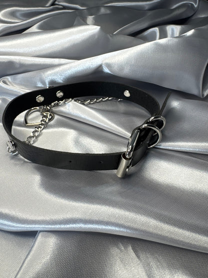 Schwarzes Kunstleder-Halsband