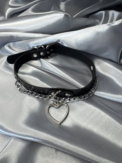 Schwarzes Kunstleder-Halsband