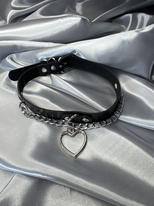 Schwarzes Kunstleder-Halsband