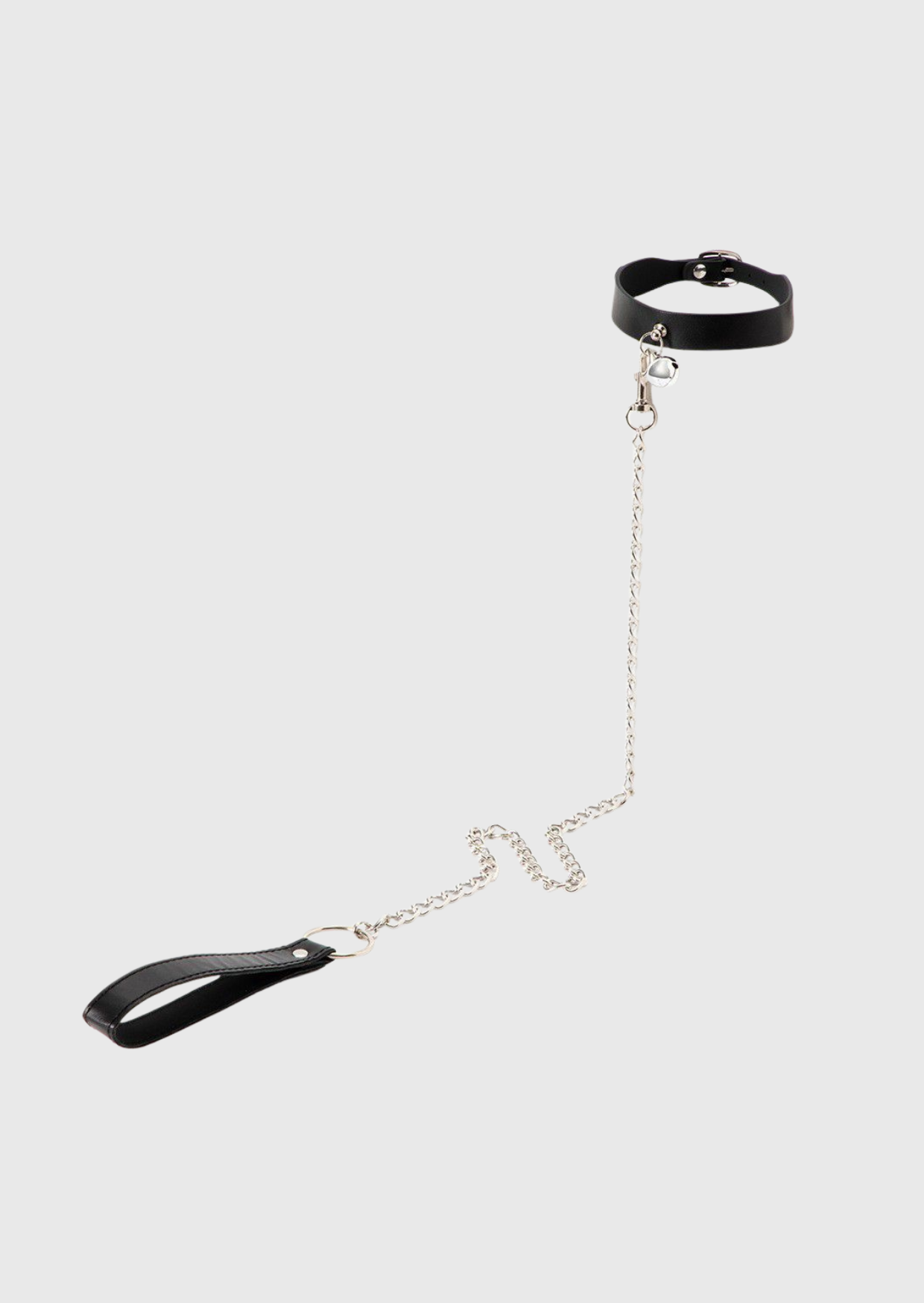 Schwarze/Silber Kunstleder-Halsband
